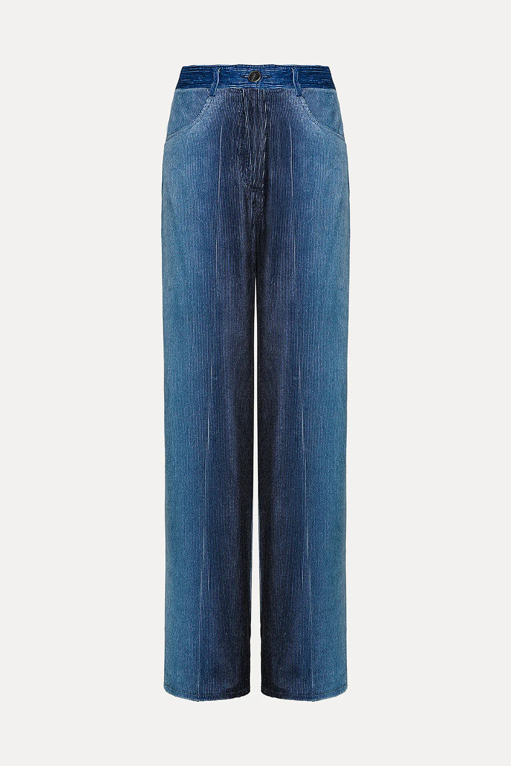 degradé denim velvet wide leg pants