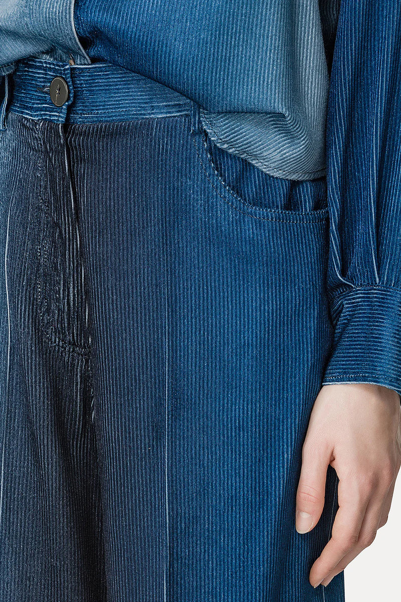 degradé denim velvet wide leg pants