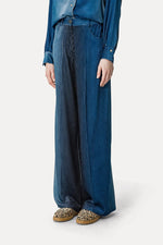 degradé denim velvet wide leg pants