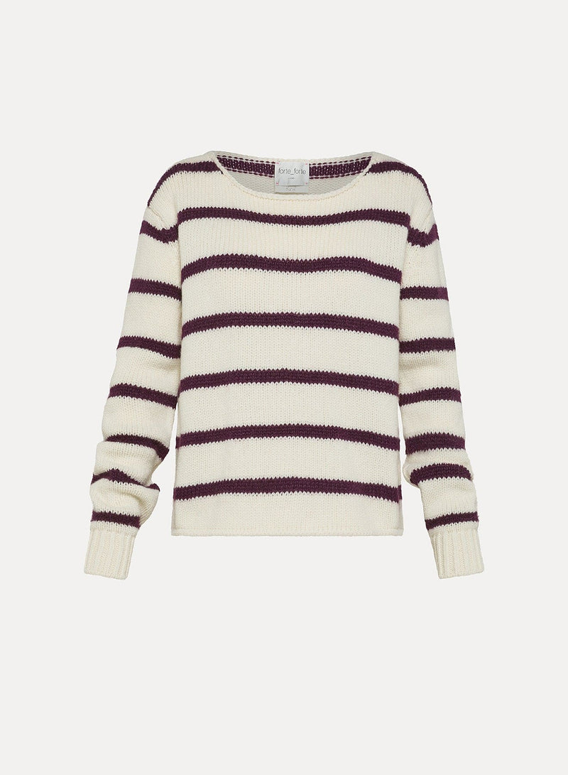 striped soft wool boat neck sweater