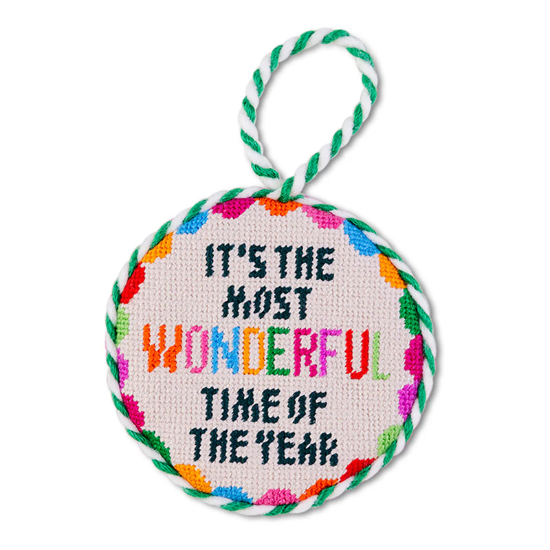 Wonderful Time Finished Needlepoint Ornament