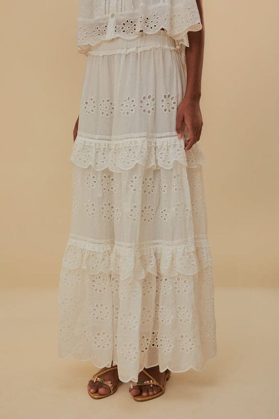 Off White Low Waist Maxi Skirt