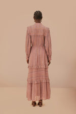 Pleated Yoke Tiered Maxi Dress