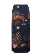 "the sacred forest" print satin sarong skirt