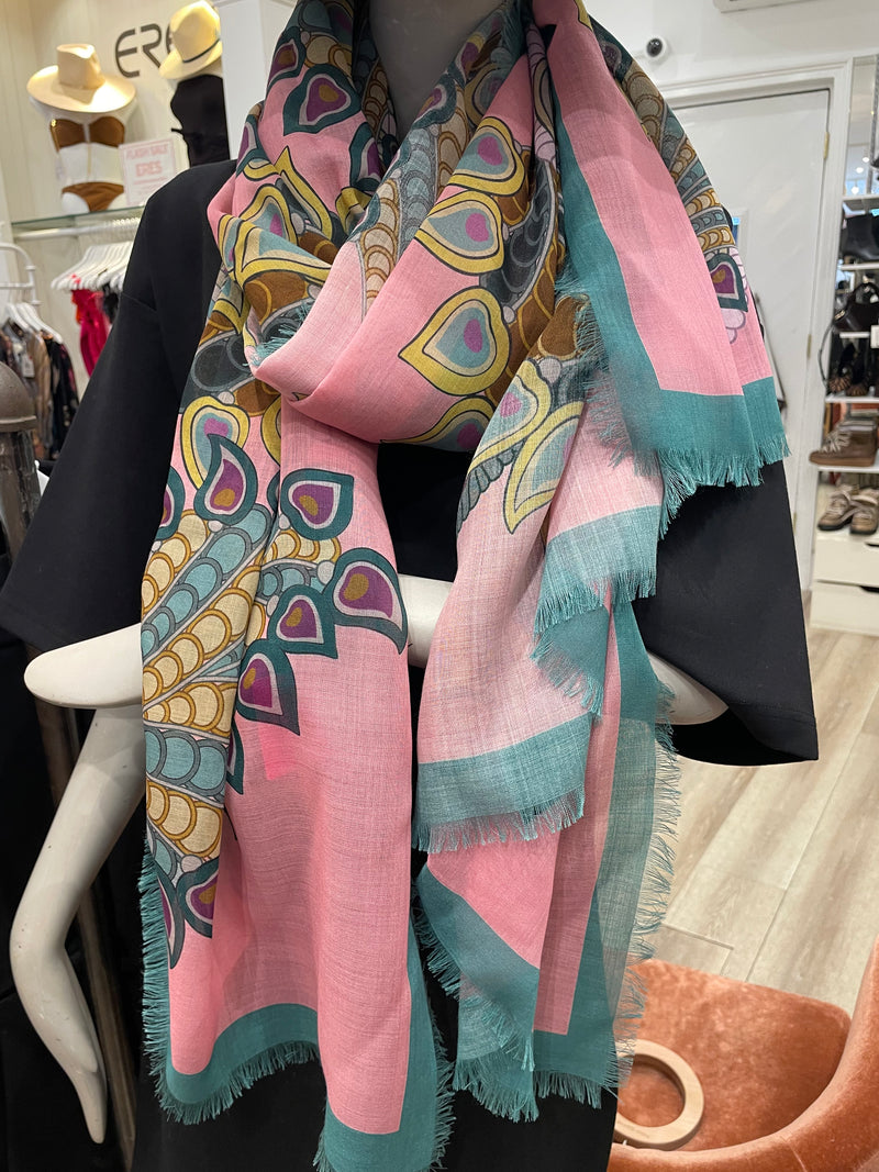 Light Pink Peacock Feathers Scarf