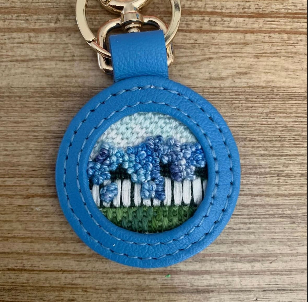 Hydrangea Fence Key Fob Canvas