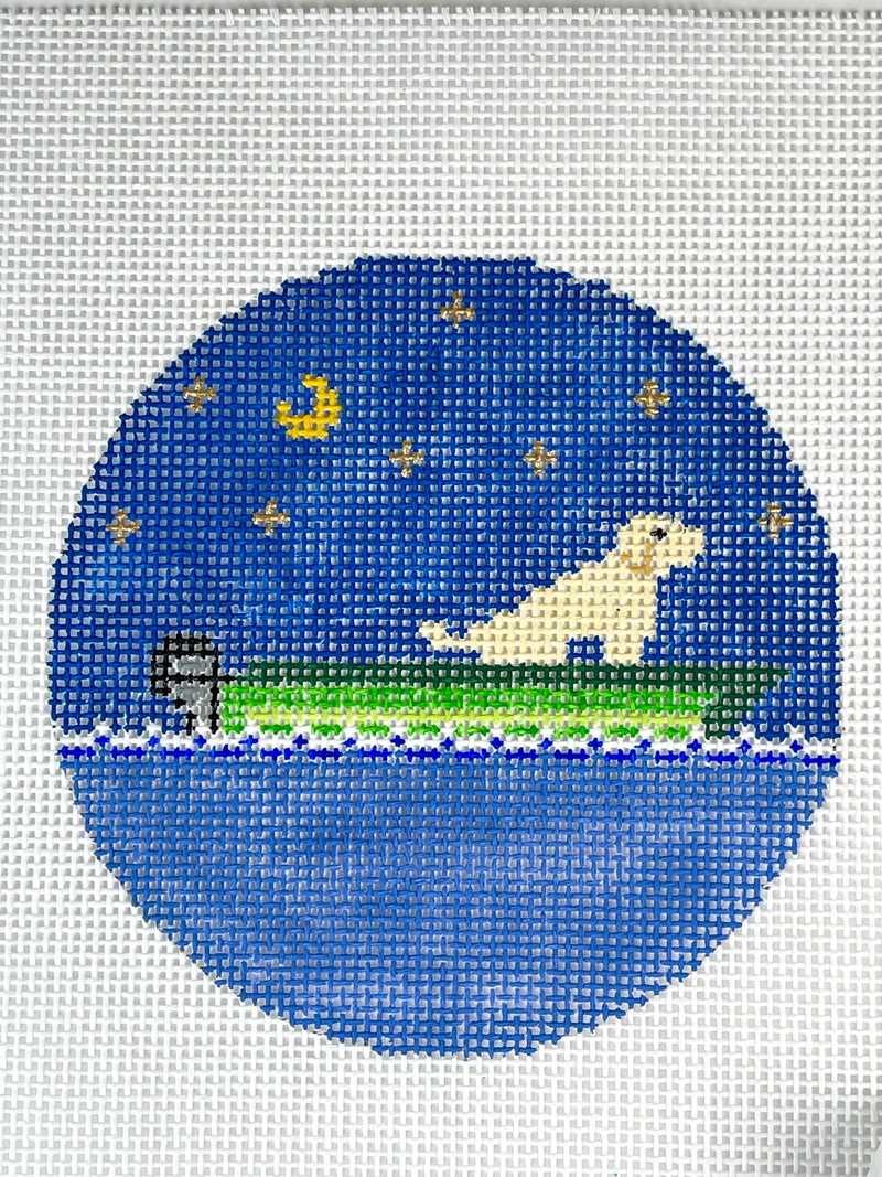 Lab in a Boat Canvas