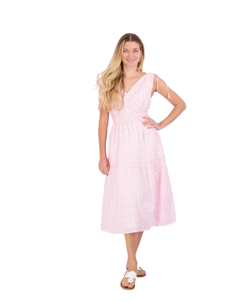 Noemi Ruched Shoulder Tie Maxi Dress