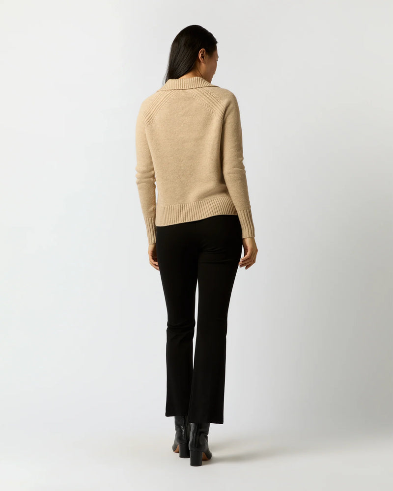 Blaire Johnny-Collar Jersey Sweater