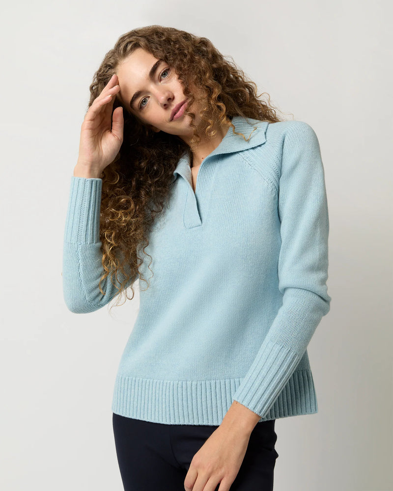 Blaire Johnny-Collar Jersey Sweater