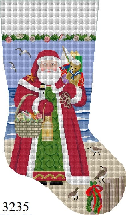 Nautical Red Santa Stocking