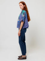 "heaven" print cotton silk voile short sleeves shirt