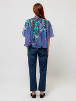 "heaven" print cotton silk voile short sleeves shirt