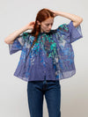 "heaven" print cotton silk voile short sleeves shirt