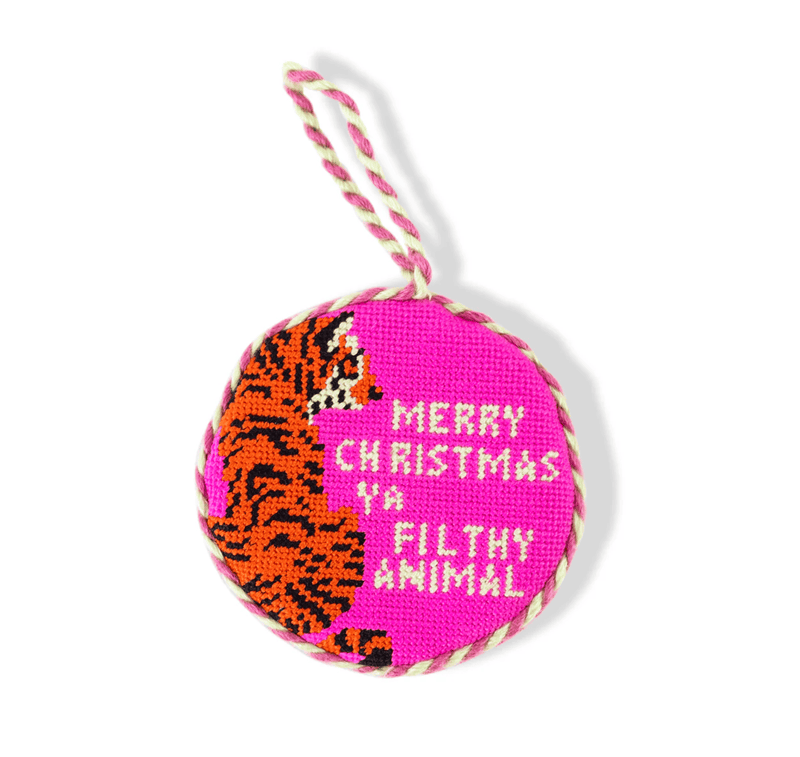 Filthy Animal Finished Needlepoint Ornament