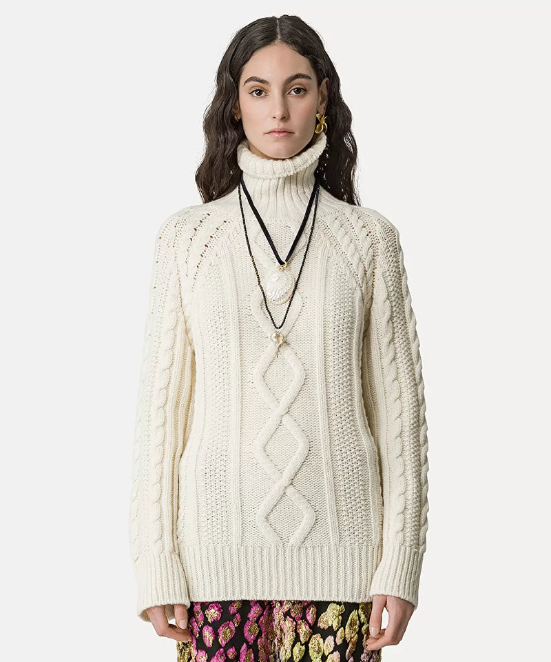 soft wool oversized aran sweater