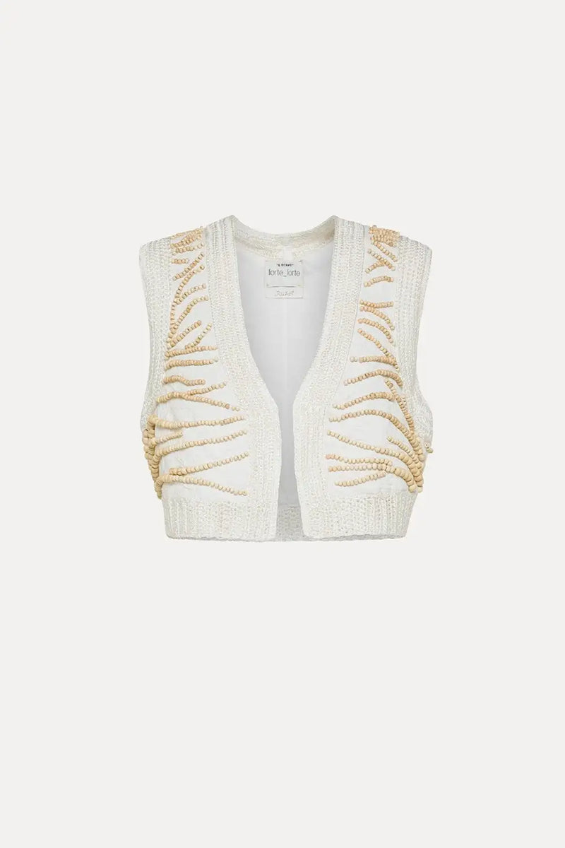 Emotions Embroidery Jacquard Vest Macrame Details