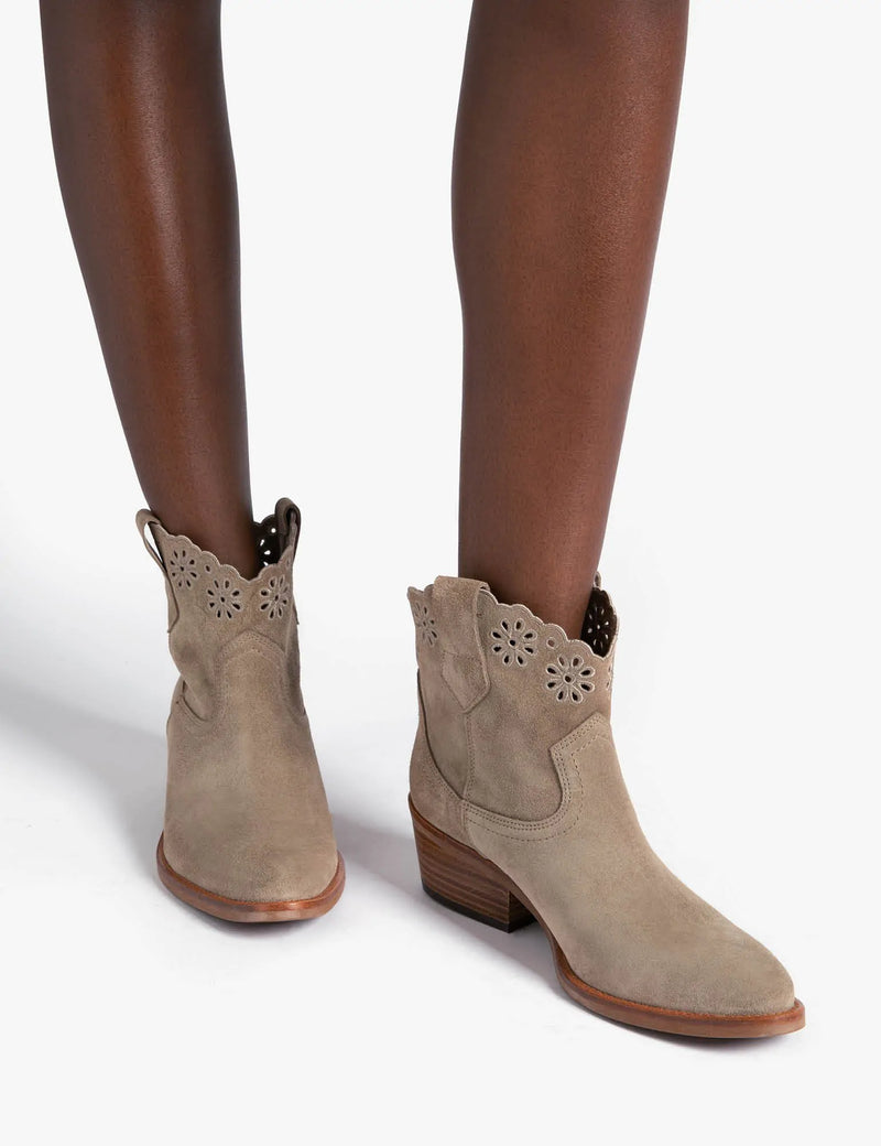 Calie Broderie Suede Cowboy Boot