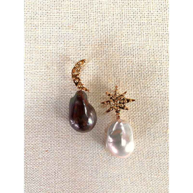 14K Moon & Sun Earrings