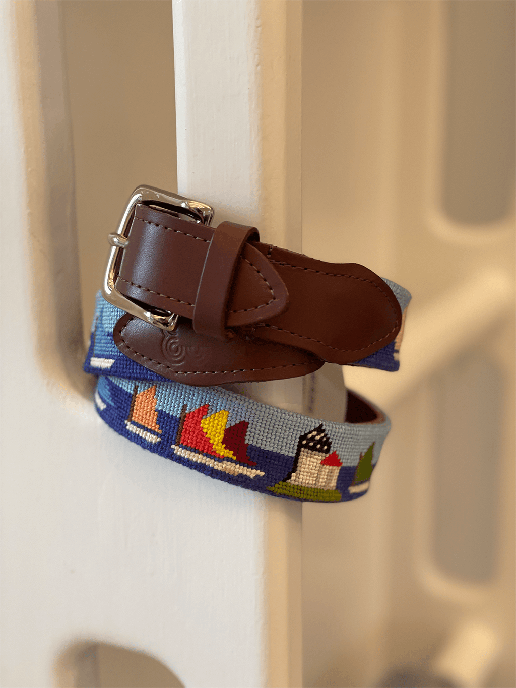 Finished Needlepoint Nantucket Outward Bound Belt